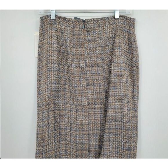 Gianni NWT Nordstrom Tan Blue Tweed Plaid Pencil Skirt Size 10, MSRP $108 - Picture 4 of 11